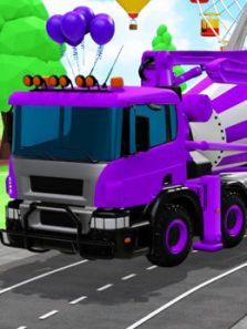 工程车颜色乐园 搅拌车在游乐园变身隧道将变换出几种车型第1期动漫